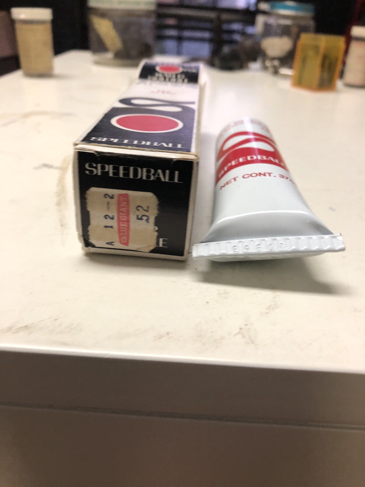 Vintage Made in USA NEW Speedball Block Printing INK Oil Base WHITE  Metal Tube1