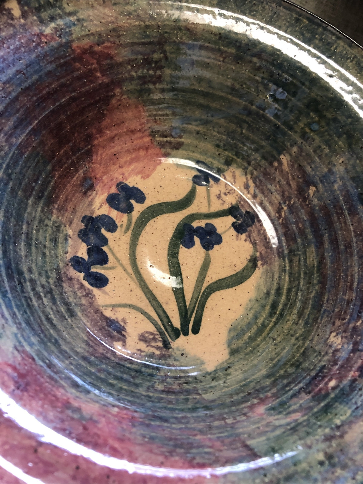 Vintage Hand Thrown Ceramic Pottery Bowl Floral Signed By Artist 8”x2.5”1