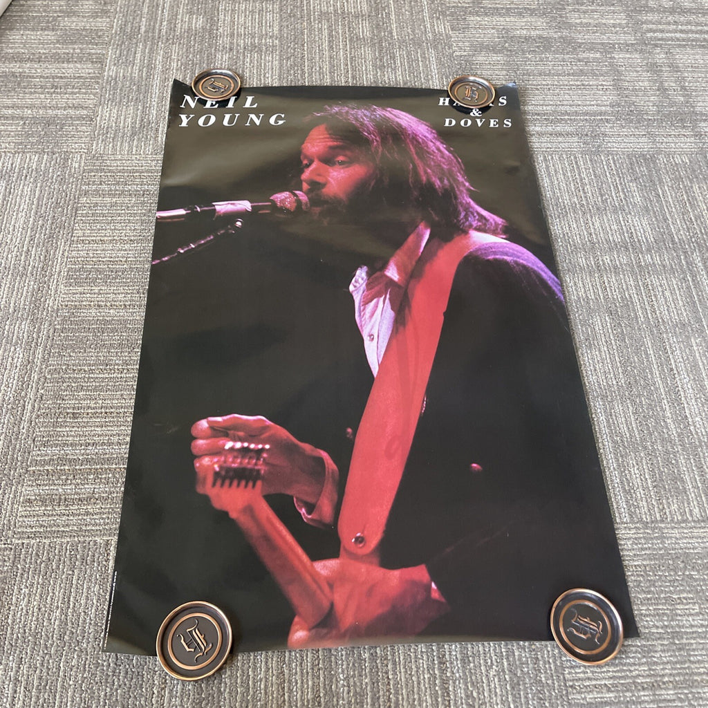 #155 1980 Hawks And Doves Neil Young Record Store PROMO ONLY POSTER 23x35”0