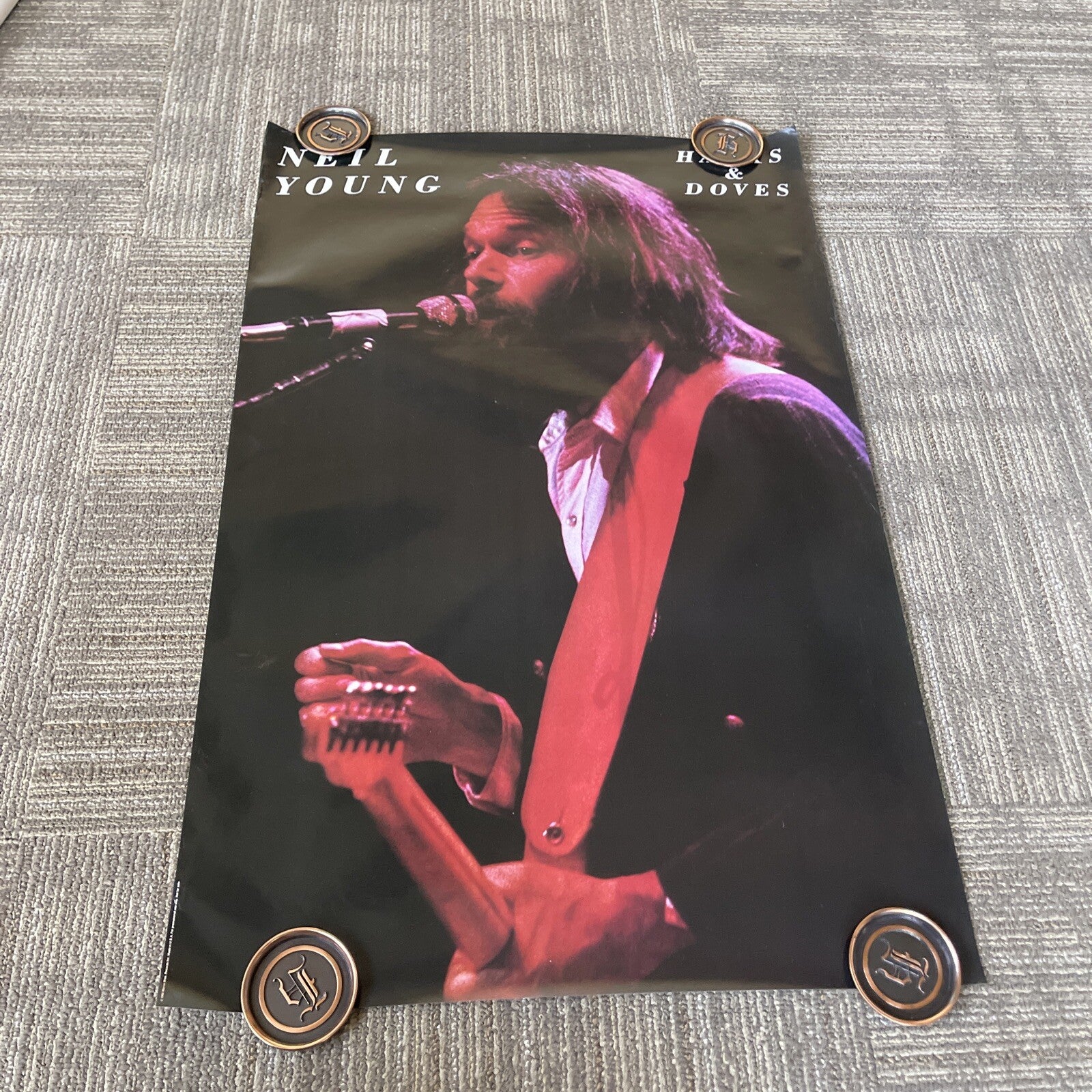 #155 1980 Hawks And Doves Neil Young Record Store PROMO ONLY POSTER 23x35”0