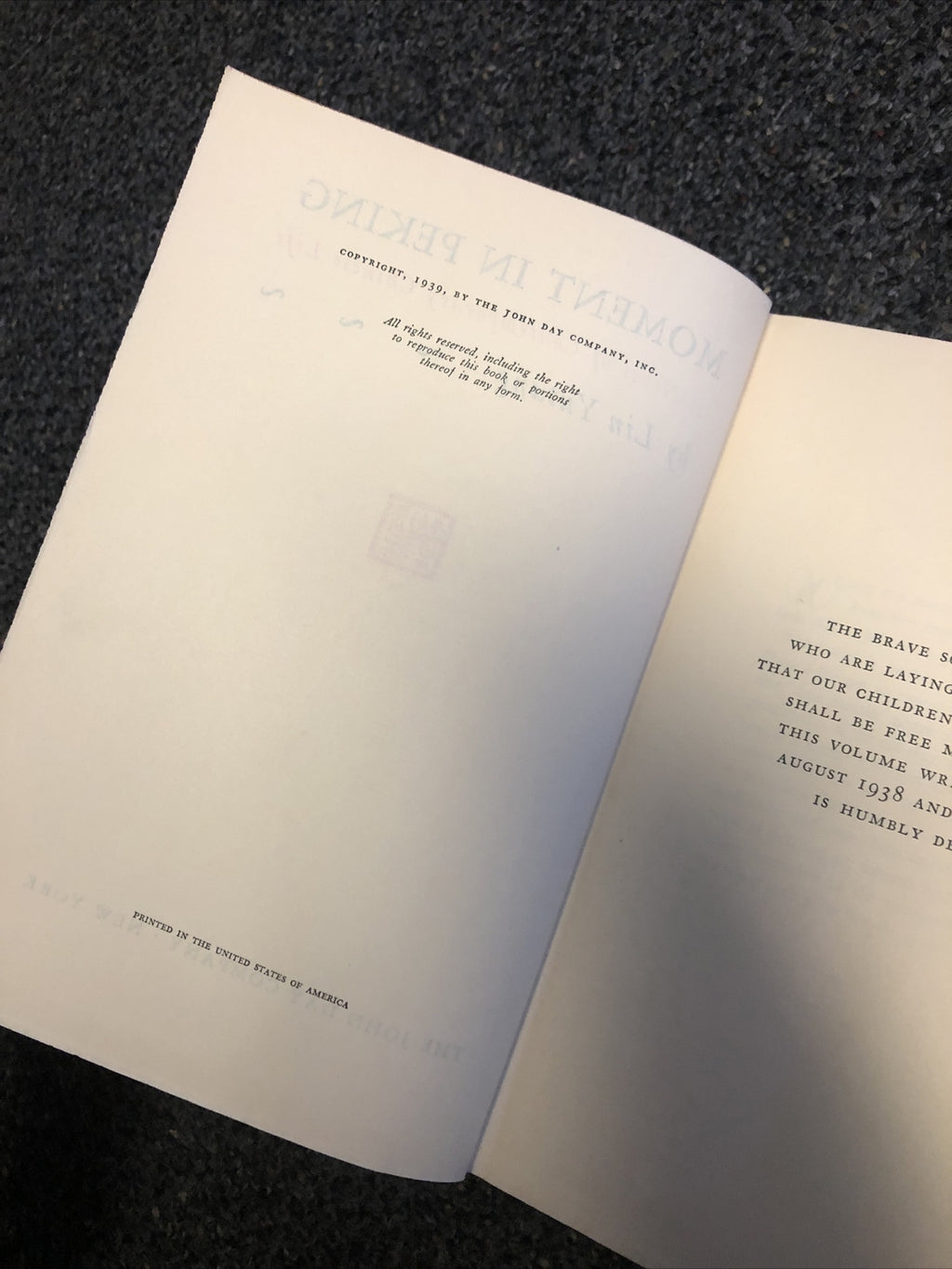 Moment in Peking by Lin Yutang 1939 Hardcover5