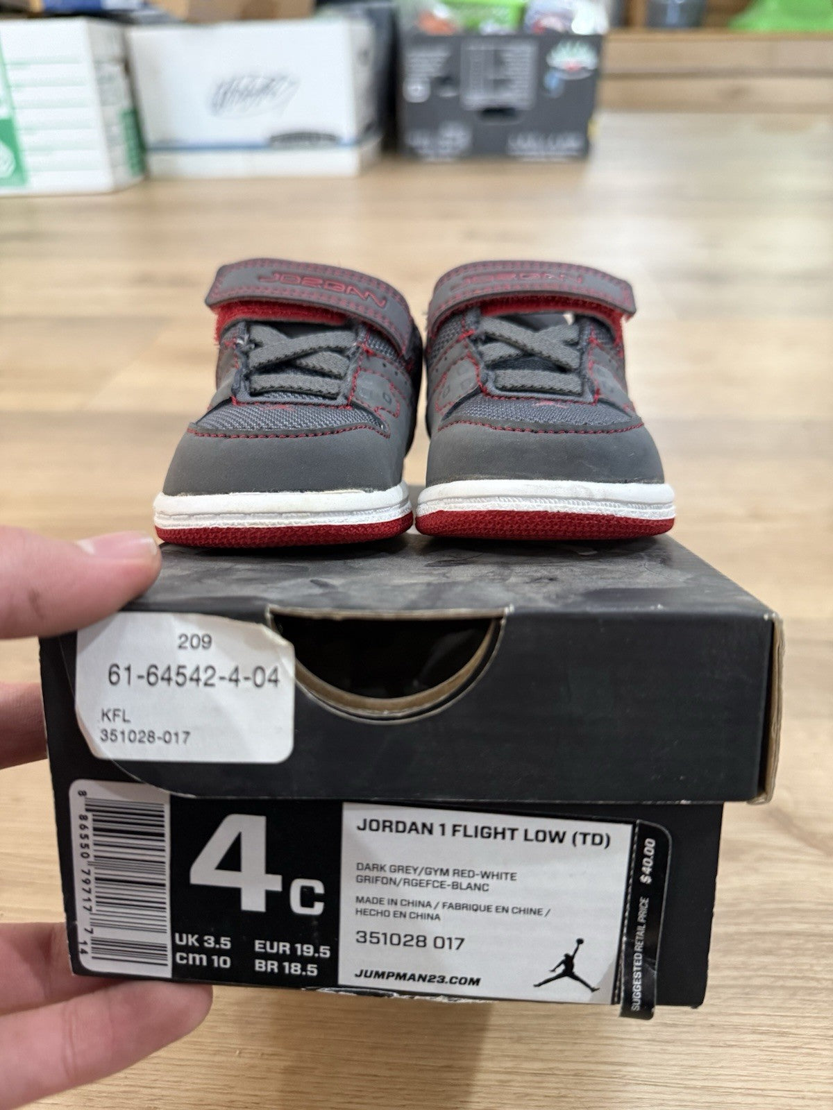 Nike Air Jordan Sneakers Toddler US Size 4C Grey Red 351028-0176