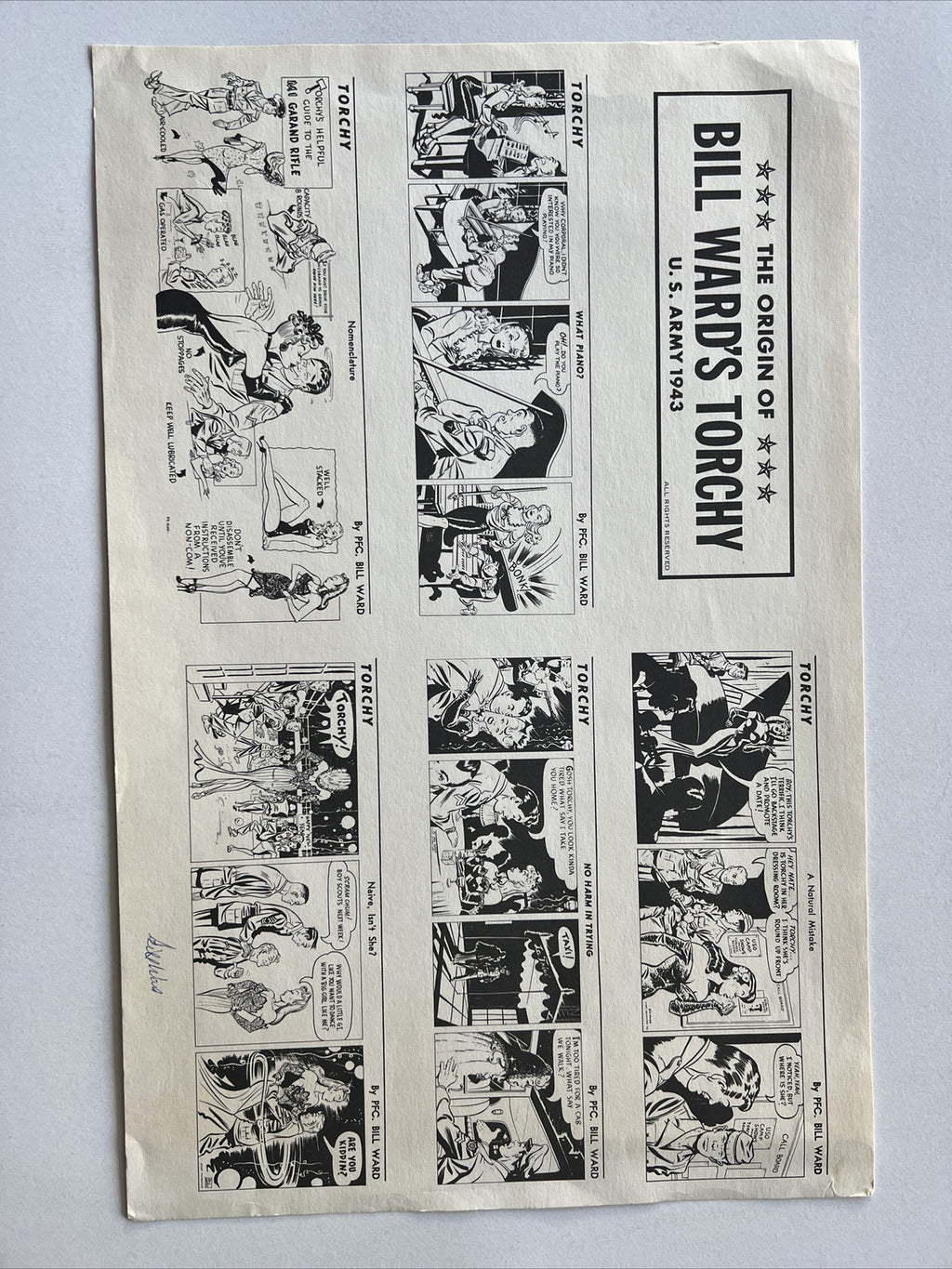 BILL WARD’S TORCHY 1943 US Army ANIMATION COMIC STRIP SIGNED By BILL WARD1