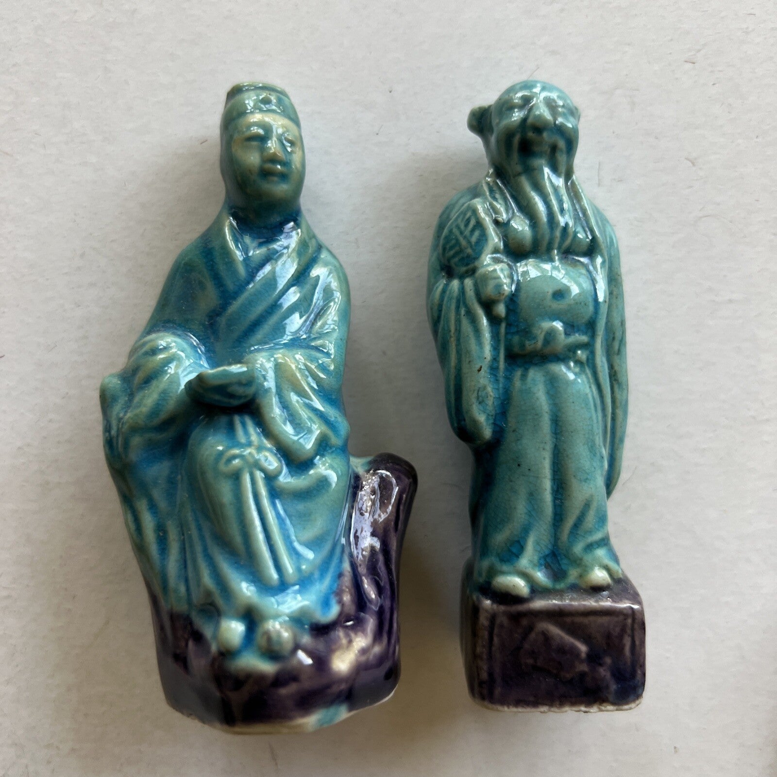 Lot of 4 Vintage Decorative Chinese Art Figures, Ceramic, Stone , Wood3