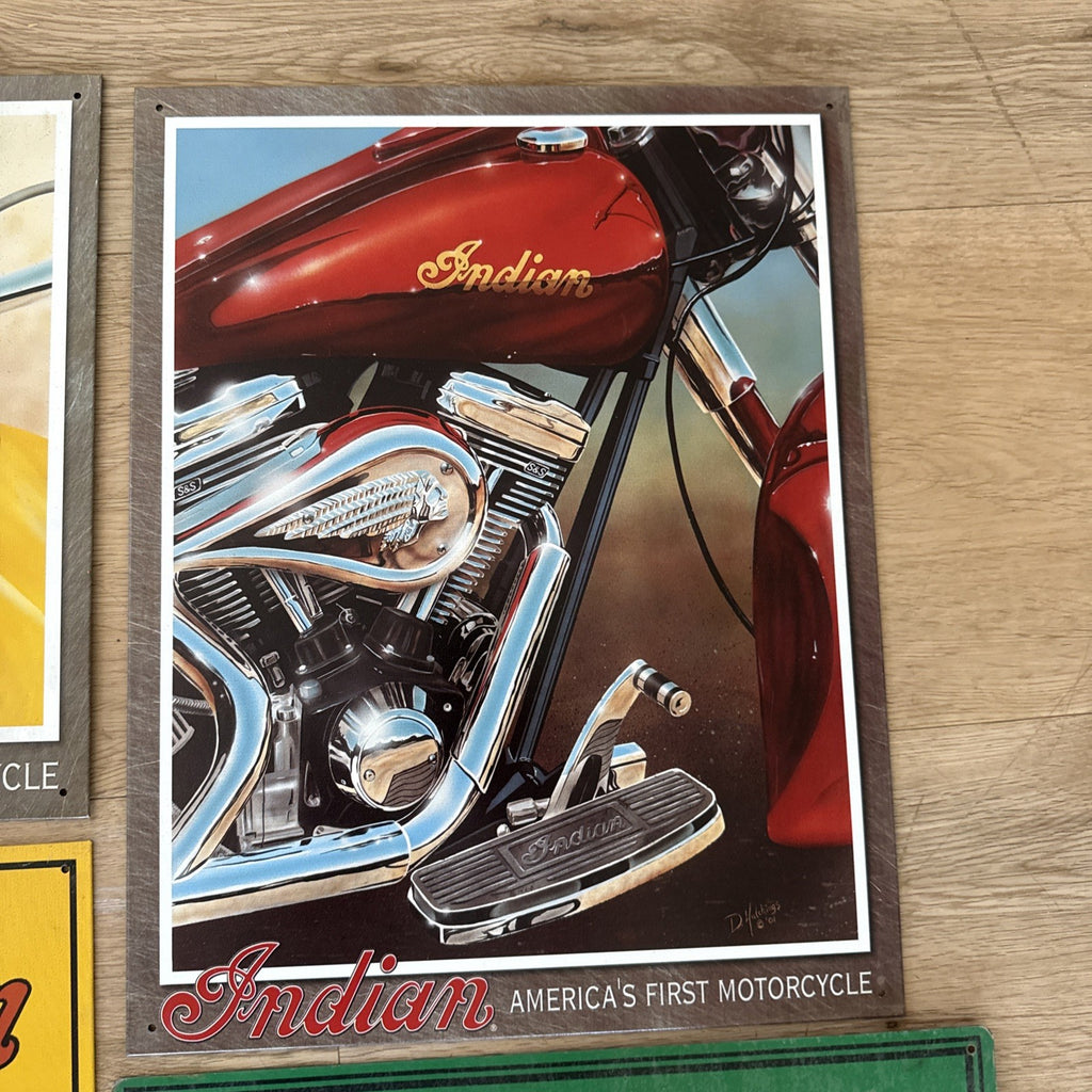 Indian Biker Man Cave Motorcycle Vintage Tin Metal Signage Lot Chief Route 662