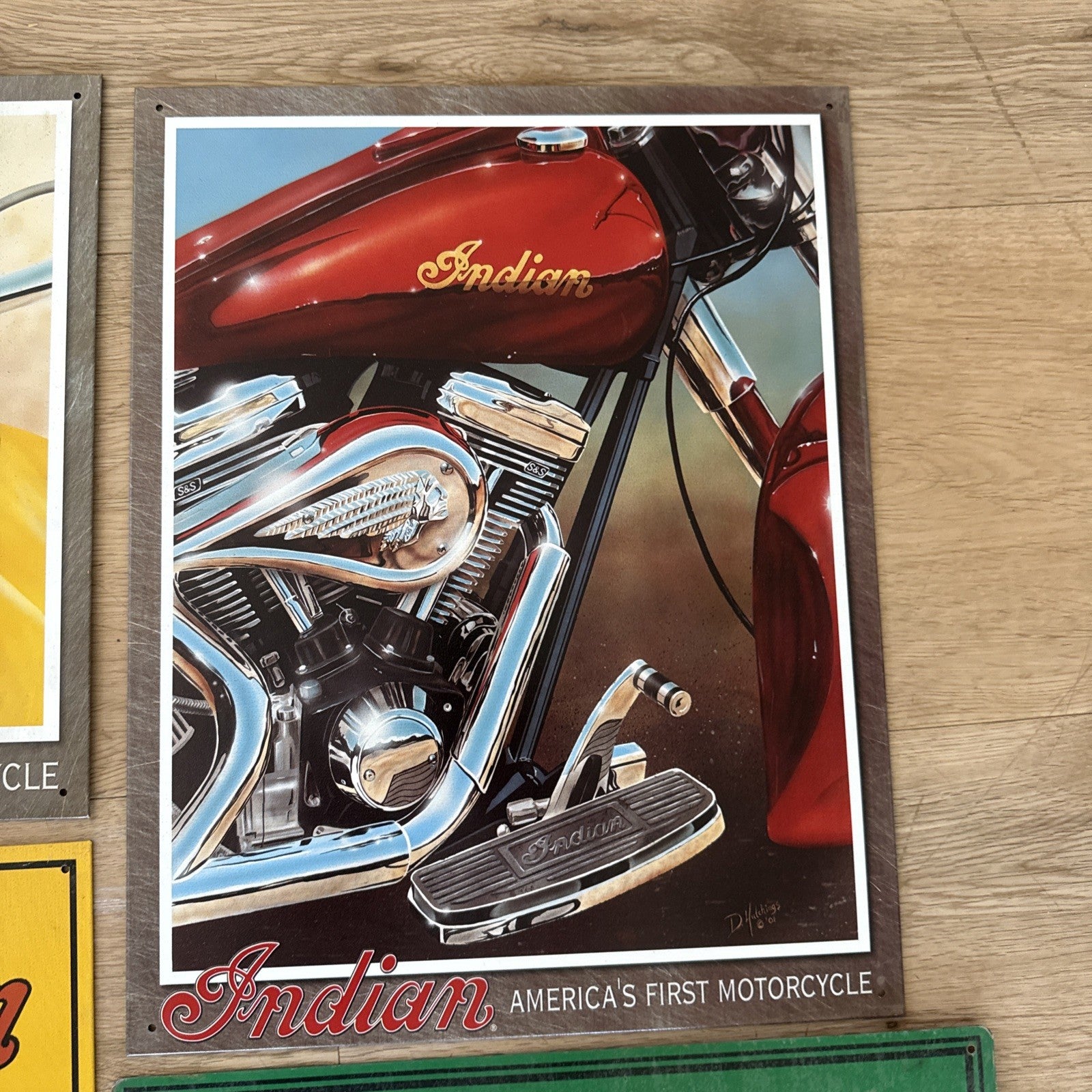 Indian Biker Man Cave Motorcycle Vintage Tin Metal Signage Lot Chief Route 662