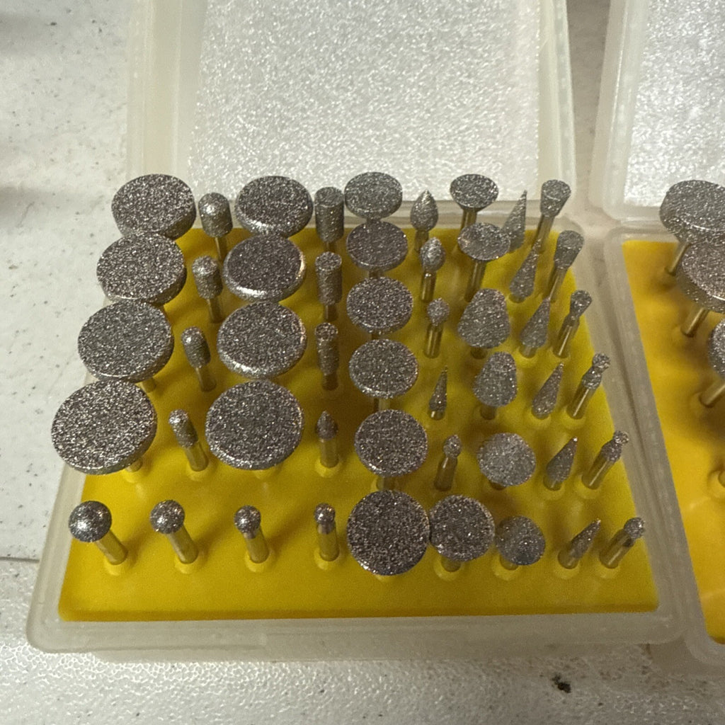50 Pc Diamond Point Burr Set for Rotary Tool cuts Glass Metal Stone Lot of 28