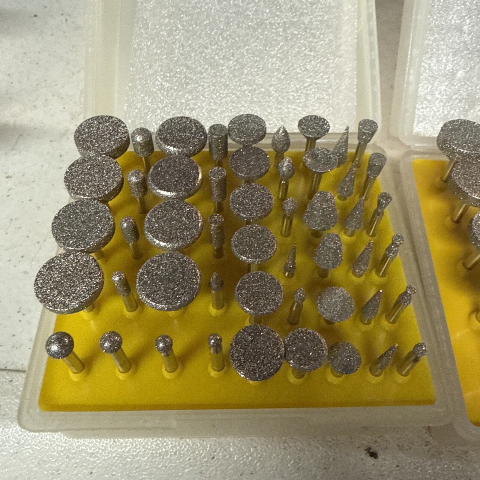 50 Pc Diamond Point Burr Set for Rotary Tool cuts Glass Metal Stone Lot of 28