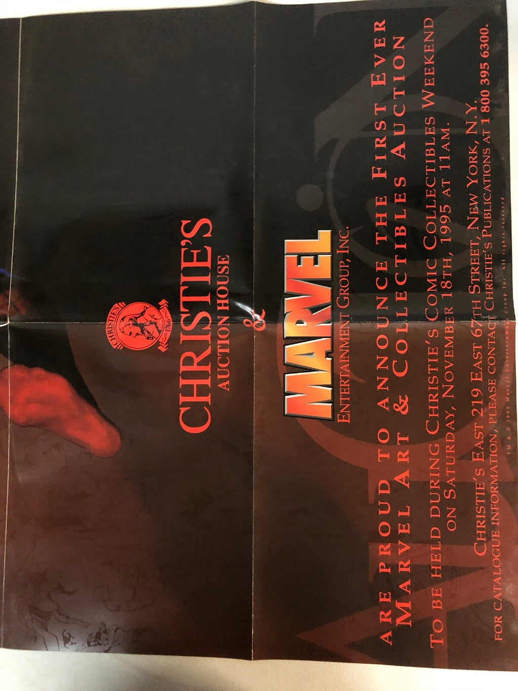 Excellent Spiderman Christie's Auction House & Marvel Promo Poster 1995 22x342