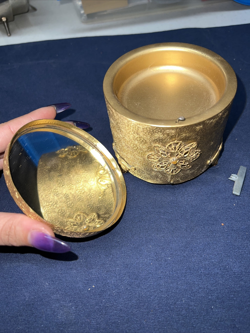 Beautiful Vintage Unique Musical Jewlry / Ring Box With Mirror Music Repair2