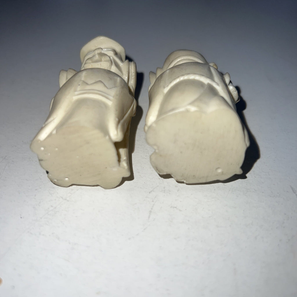 Small Vintage White Carved Confucius and Buddha Figurines 3