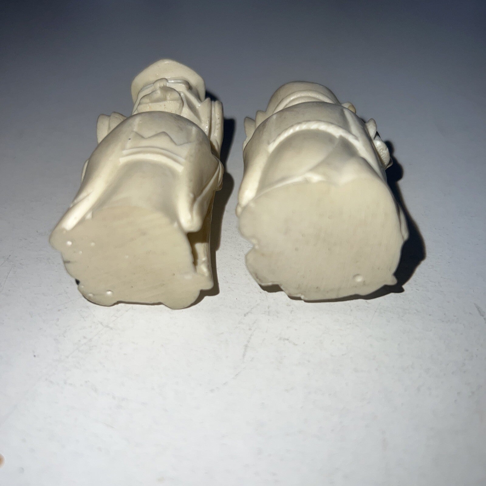 Small Vintage White Carved Confucius and Buddha Figurines 3