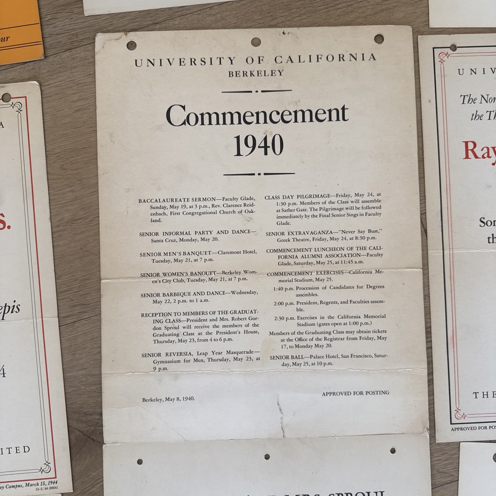 Vtg 1940s UC Berkeley Commencement Memorabilia Poster University of California5