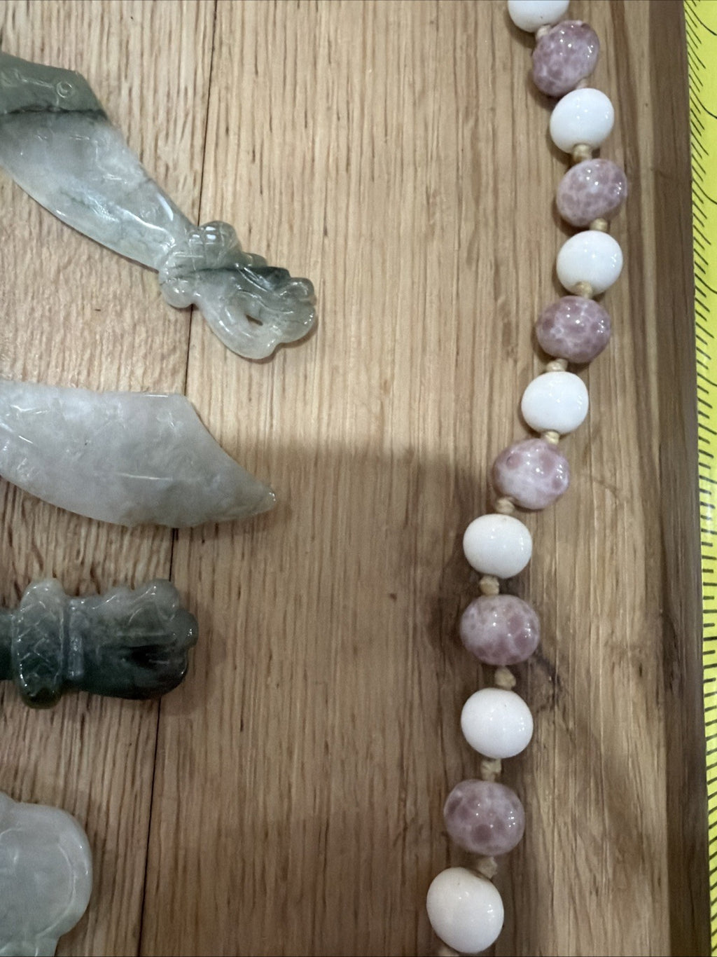 Vintage Chinese Export Jade / Jadeite? Stone Hand Knotted Necklace Bracelet Lot6