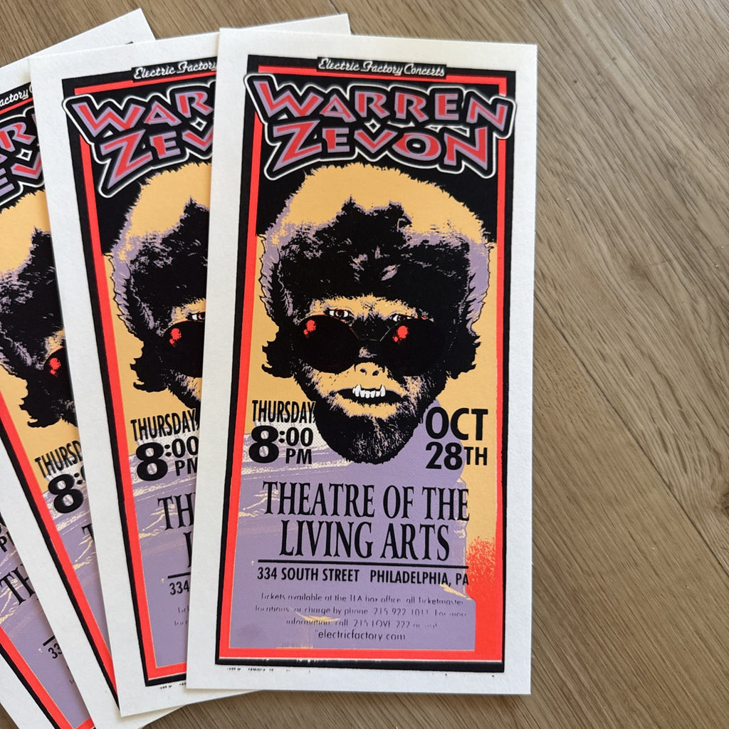 Warren Zevon Handbill 1999 Theatre of Living Arts Philadelphia Mark Arminski Lot1