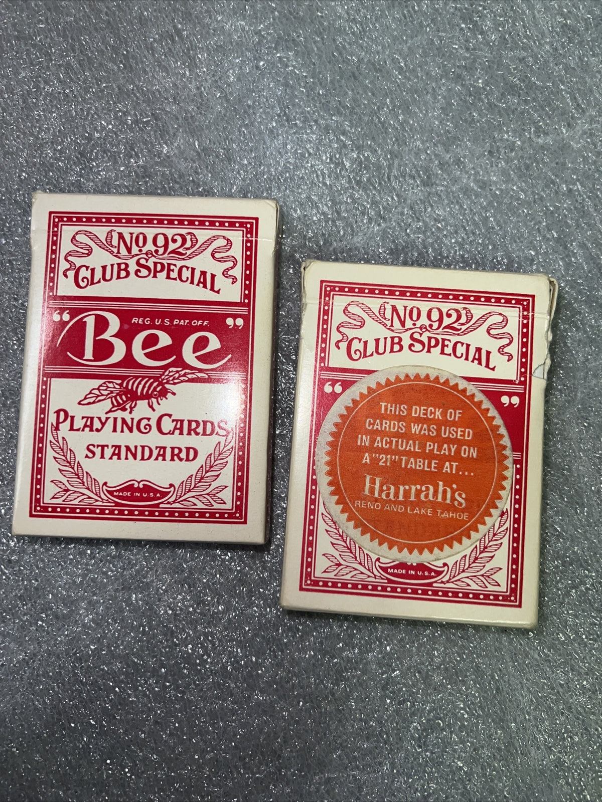 Vintage Club STAMP BEE DIAMOND BACK No. 92 Club Playing Cards Harrah’s Reno0