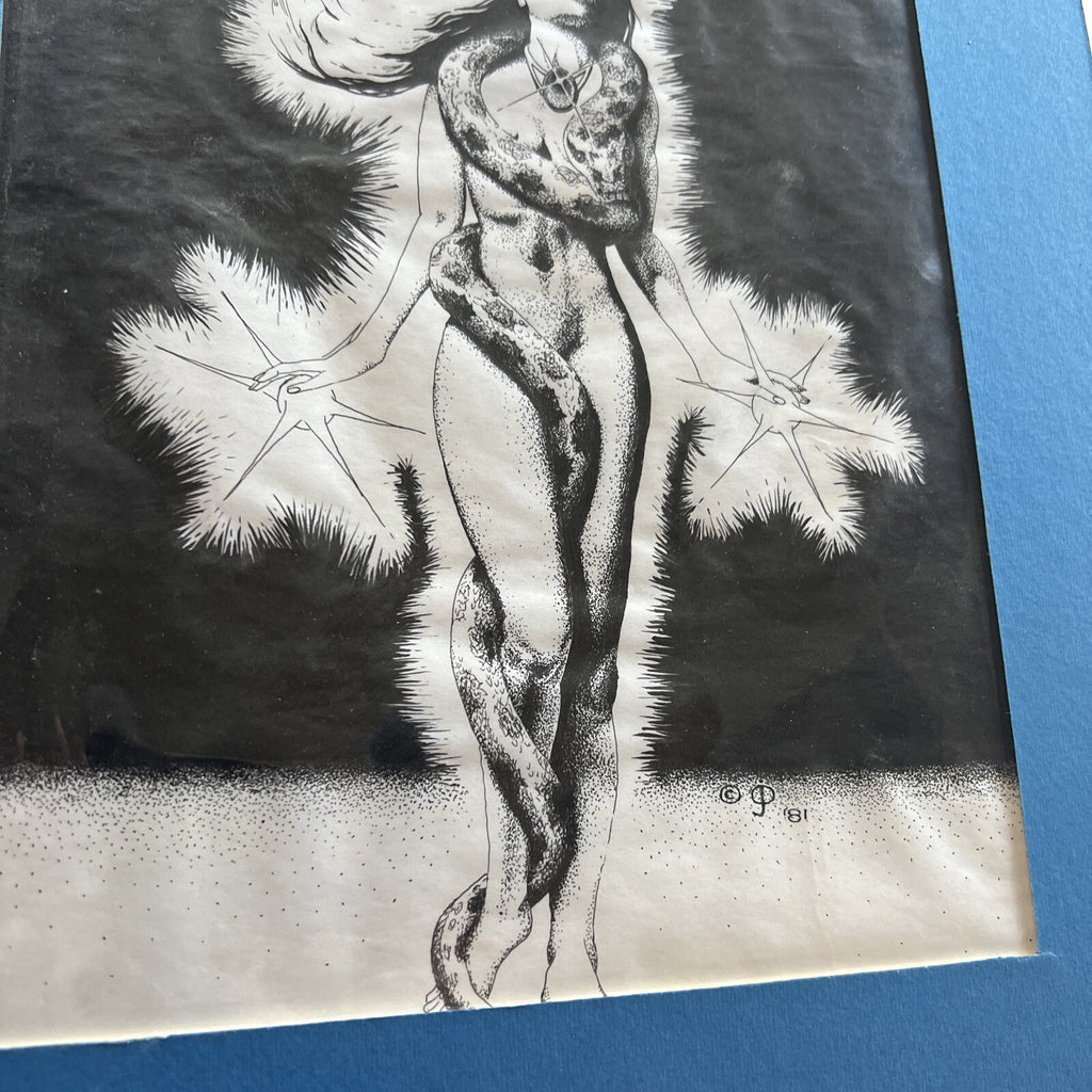Original Sci Fi Illustration , Snake Charmer Woman , Comics Superhero Art 19813