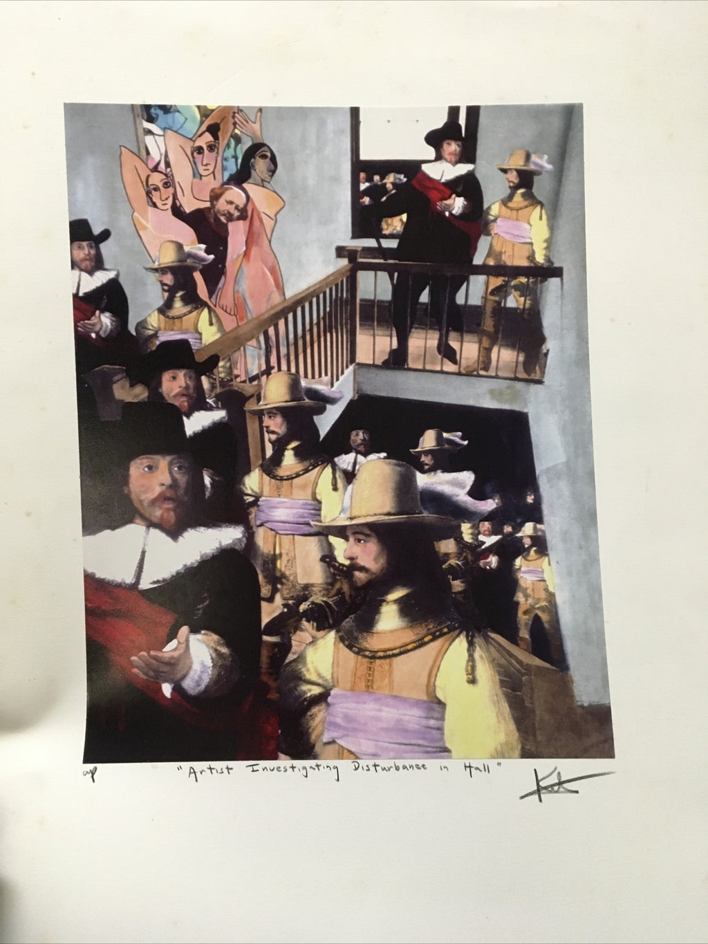 1991 Artist BARRY KITE Signed “Artist Investigating Disturbance” Pop Art 14”x11”5