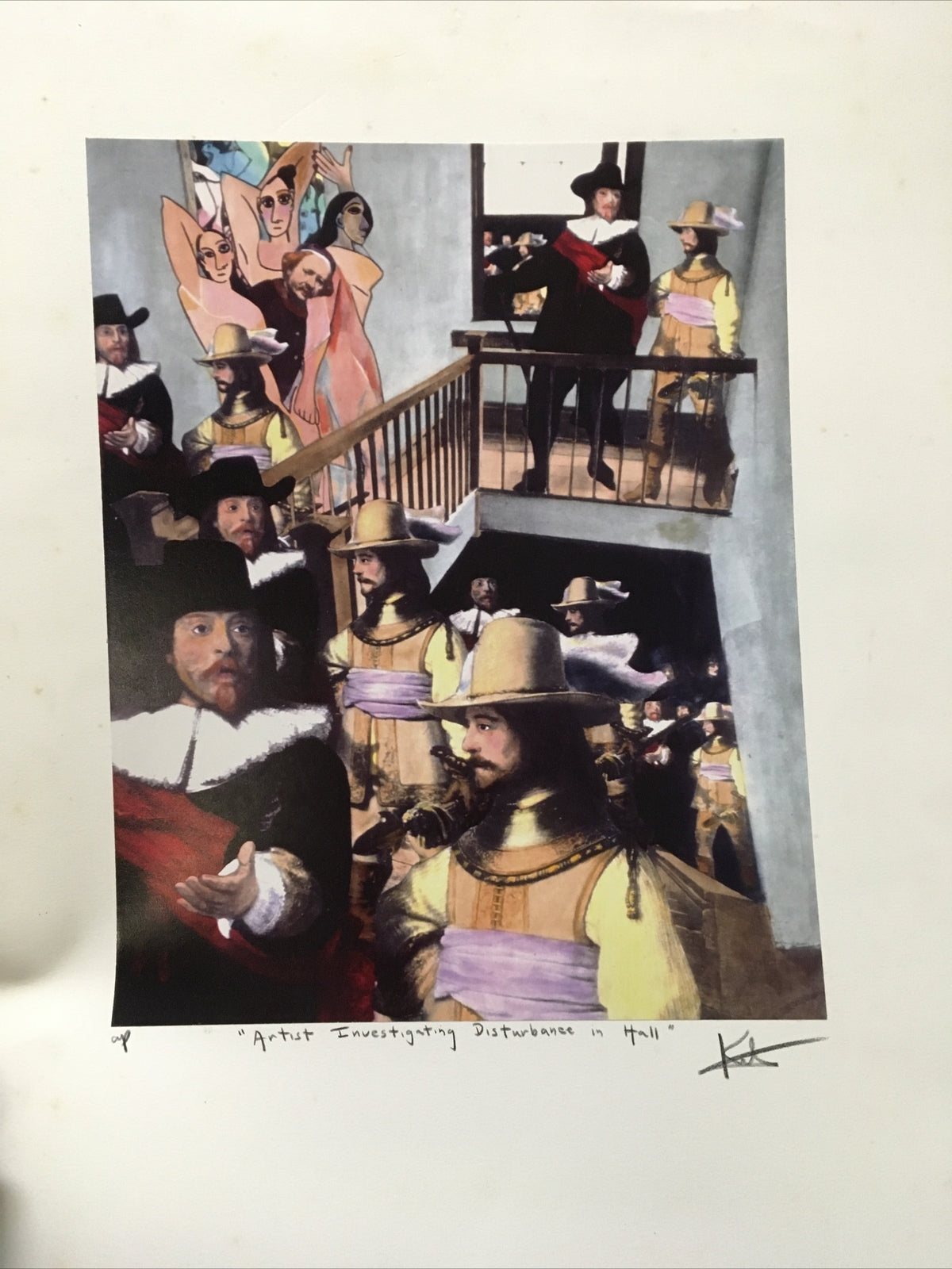 1991 Artist BARRY KITE Signed “Artist Investigating Disturbance” Pop Art 14”x11”5