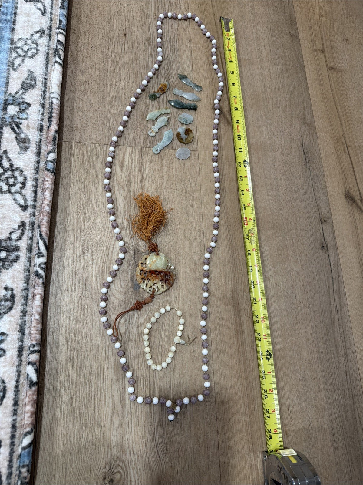 Vintage Chinese Export Jade / Jadeite? Stone Hand Knotted Necklace Bracelet Lot7