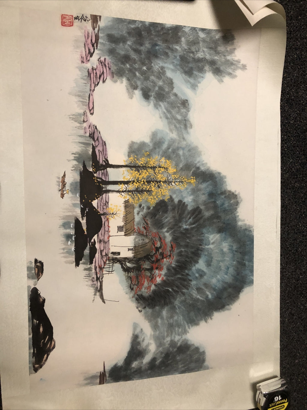 Lot 2: Vintage Japanese Scroll With Box Landscapes Signed Rolled4