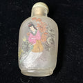 antique handmade Chinese glass carved stone reverse painted snuff bottle.0