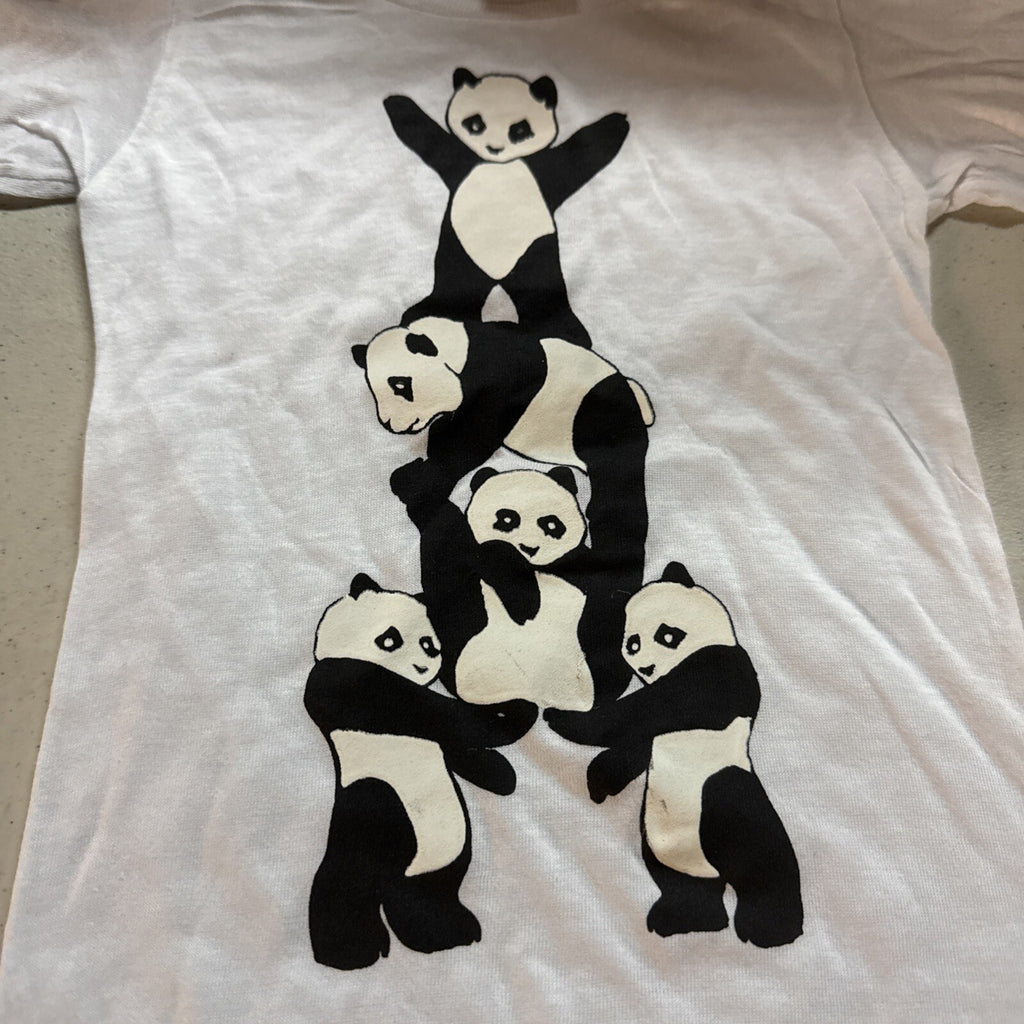 Vintage Gymnastics Panda T Shirt kids Size Small White  Tee 90s New Old Stock1