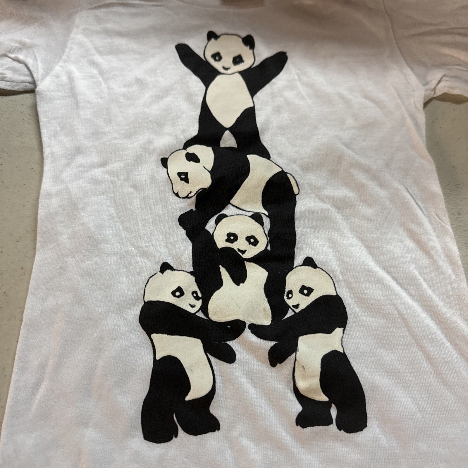 Vintage Gymnastics Panda T Shirt kids Size Small White  Tee 90s New Old Stock1