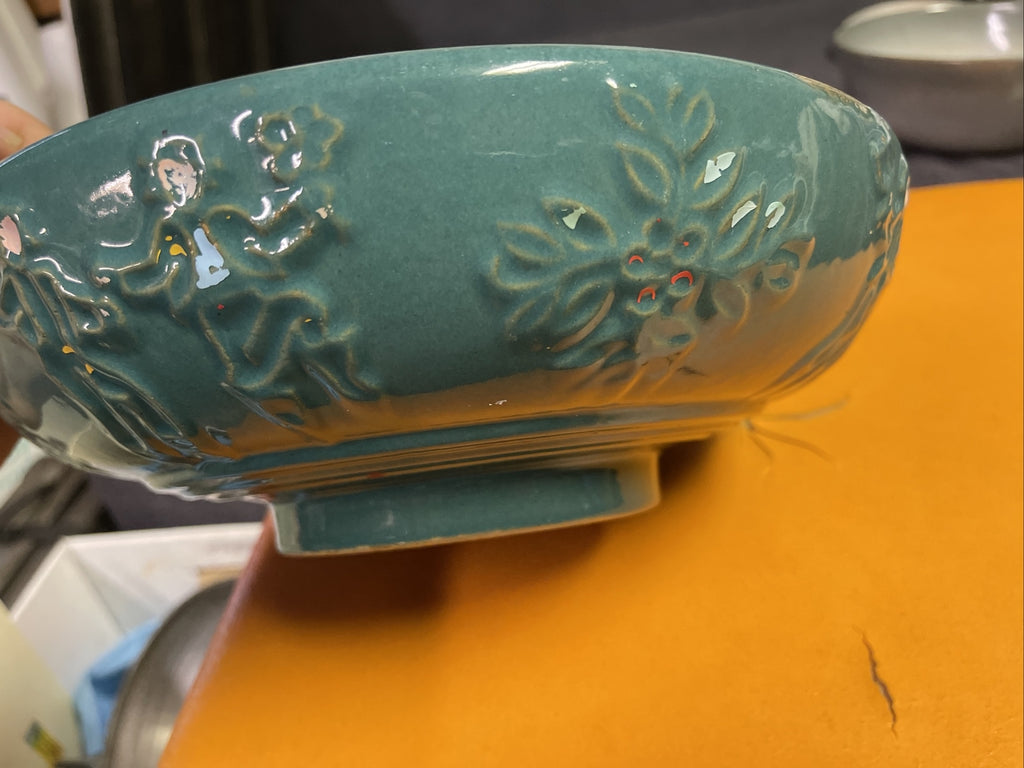 Vintage 1960s Red Wing Pottery Christmas Spruce Large Bowl 11"6