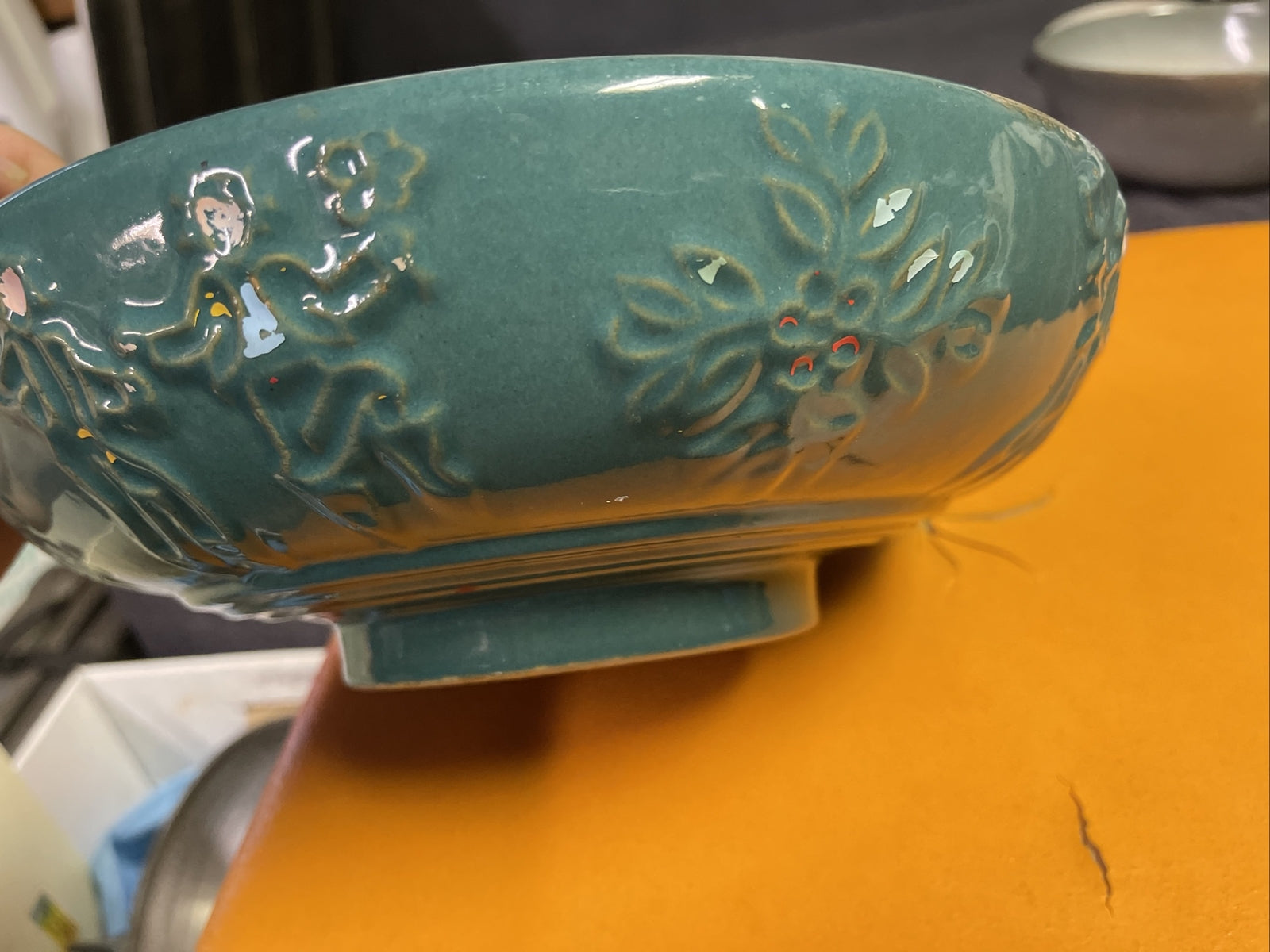 Vintage 1960s Red Wing Pottery Christmas Spruce Large Bowl 11"6