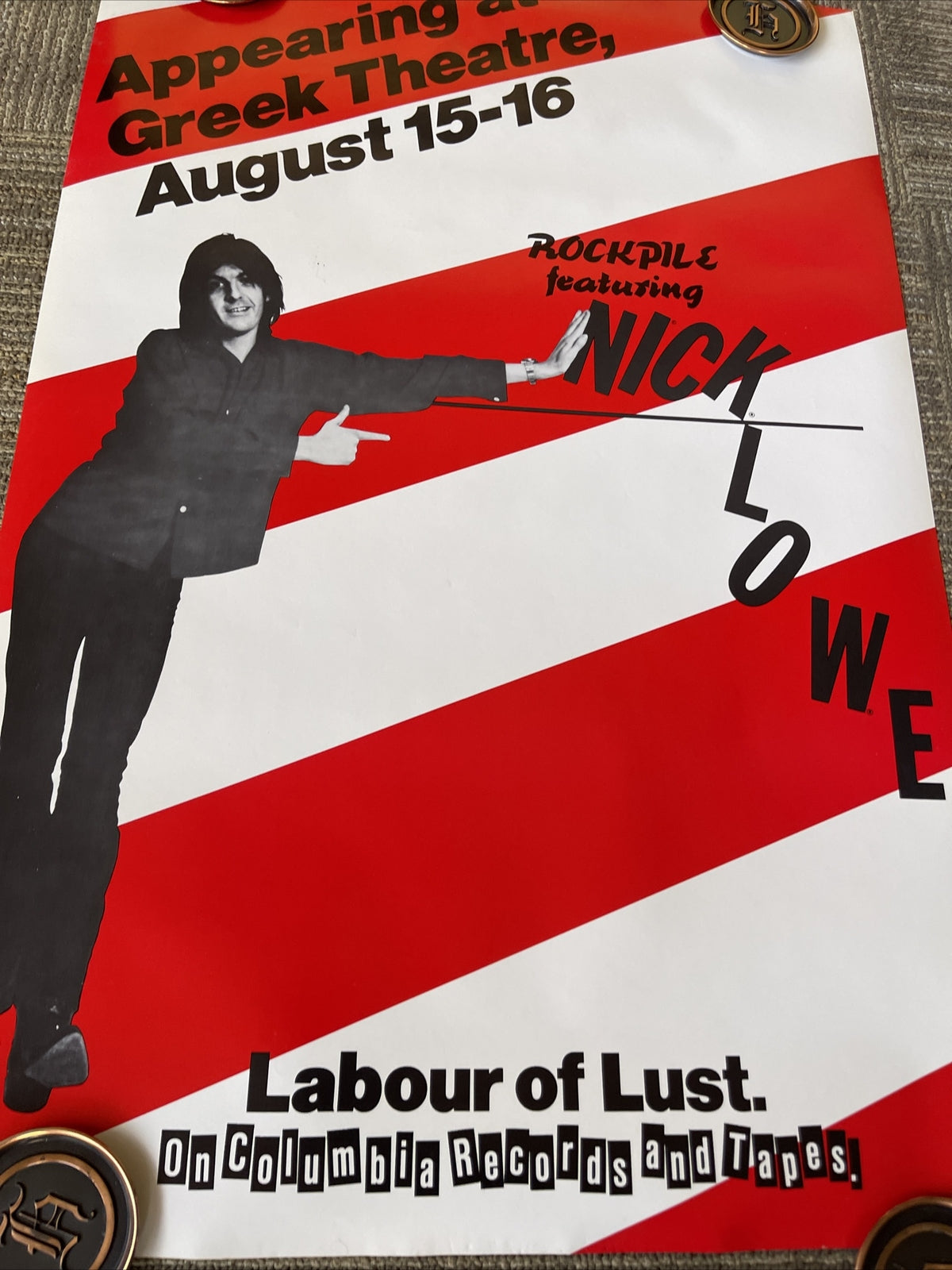 Nick Lowe Poster Rockpile Concert Greek Theater Berkeley Labour Of Lust8
