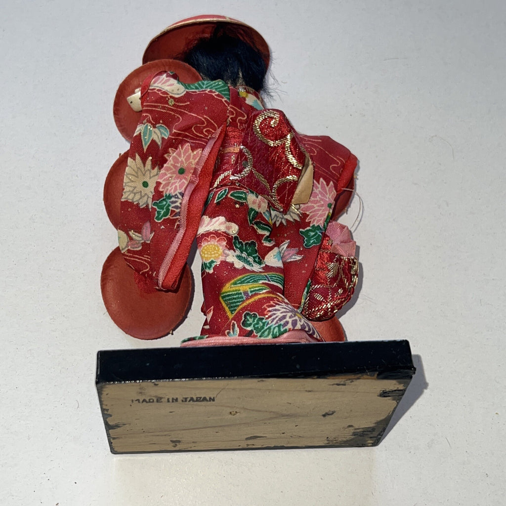 Lot of 3 Beautiful Antique Asian Folk Art Standing Dolls Handmade 16”,12”,7”6