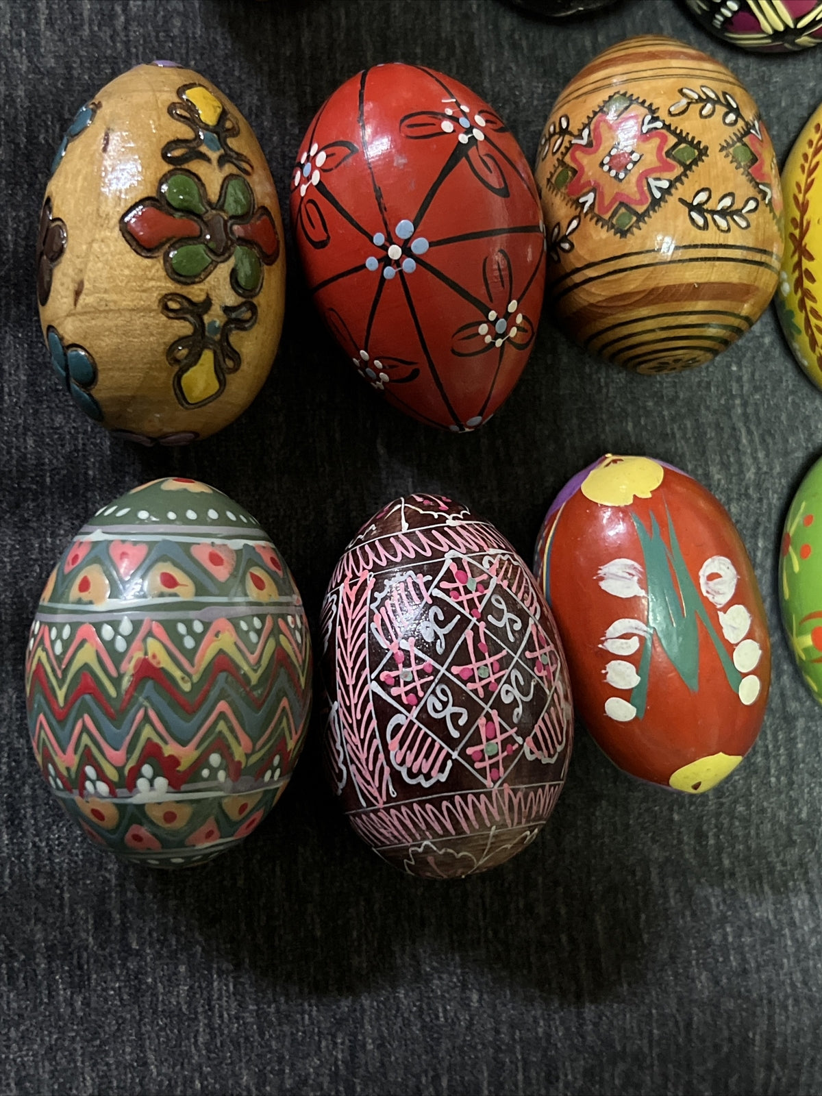14 Vtg Beautiful UKRAINE Hand Made Pysanky Easter Eggs, Painted Pysanka Wood Art4