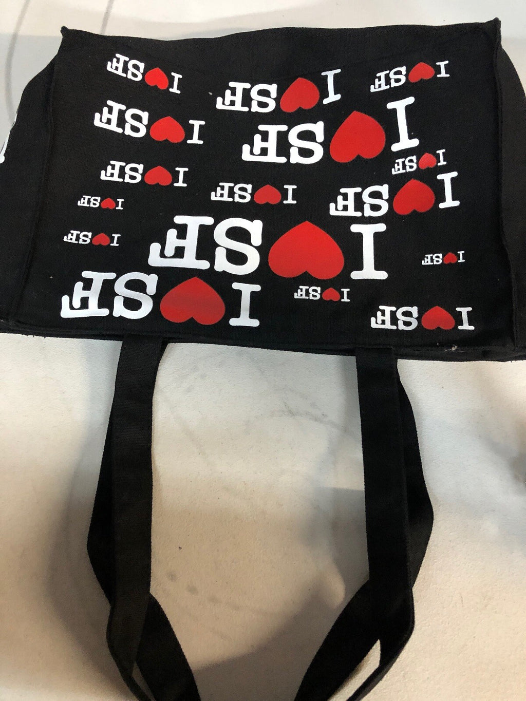 San Francisco Purse Handbag Makeup Tote Reusable Bag - Black, "I Love SF" Heart0