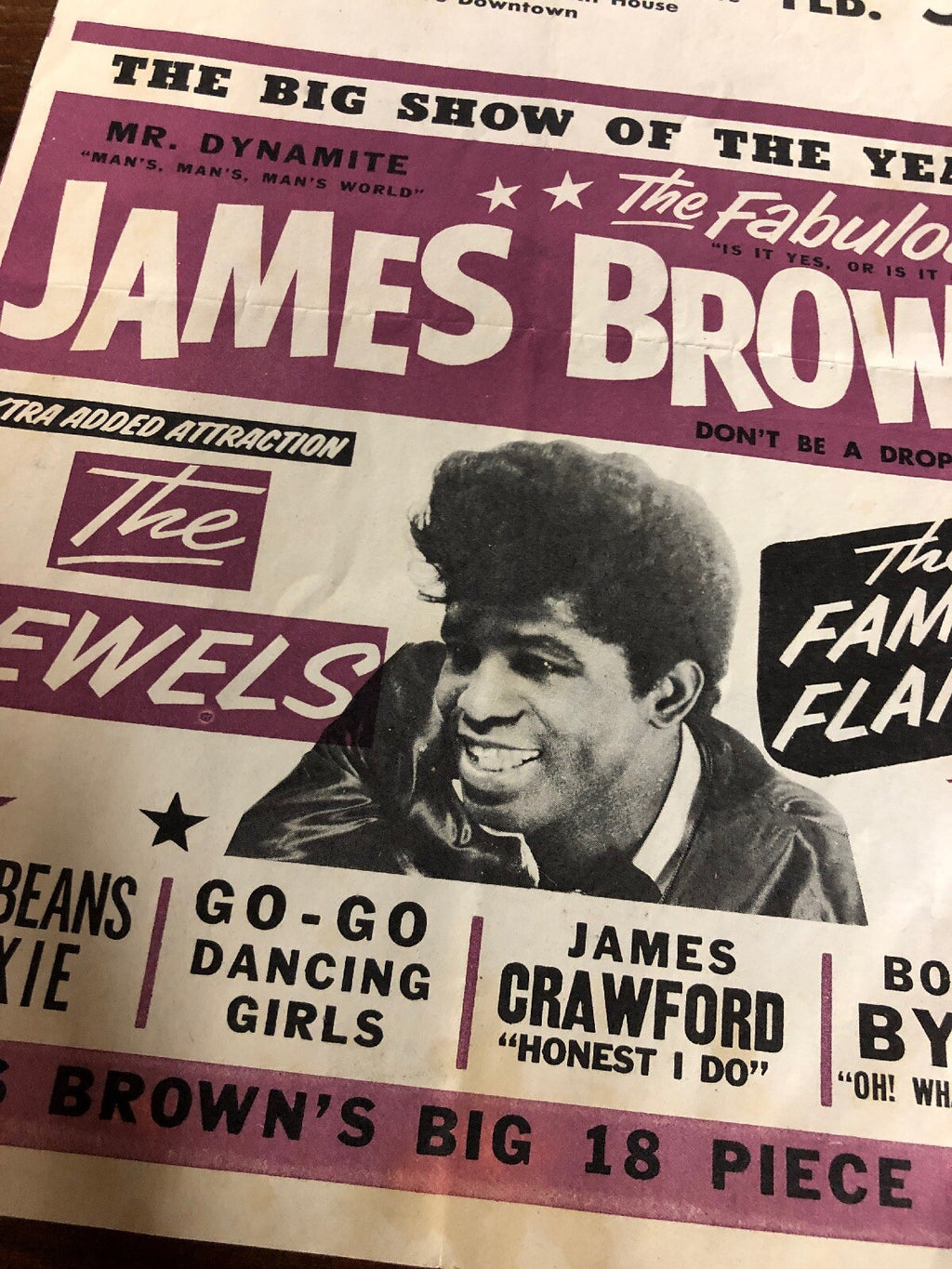 100% Original James Brown Flyer Poster Tucson Sports Arena RARE VINTAGE 19655