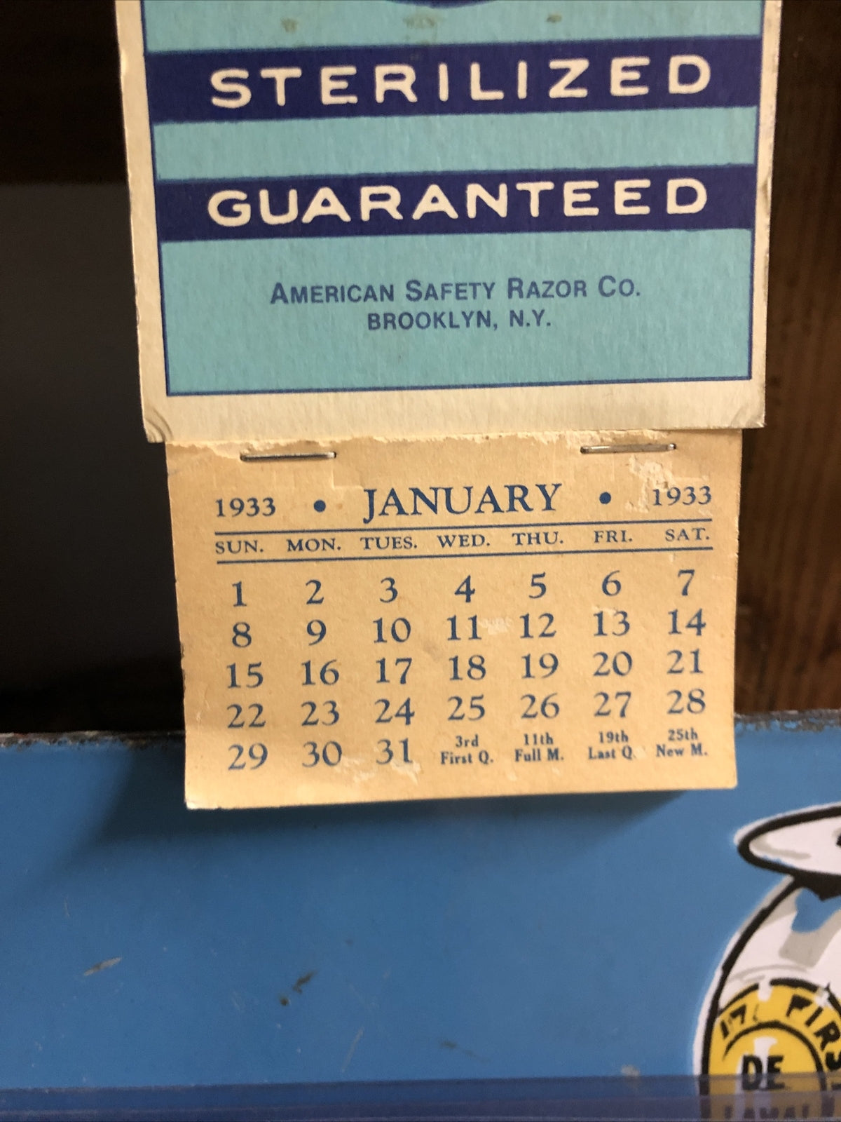 rare 1933 Ever-Ready shaving brush General Store Calendar Display Sign Barber3