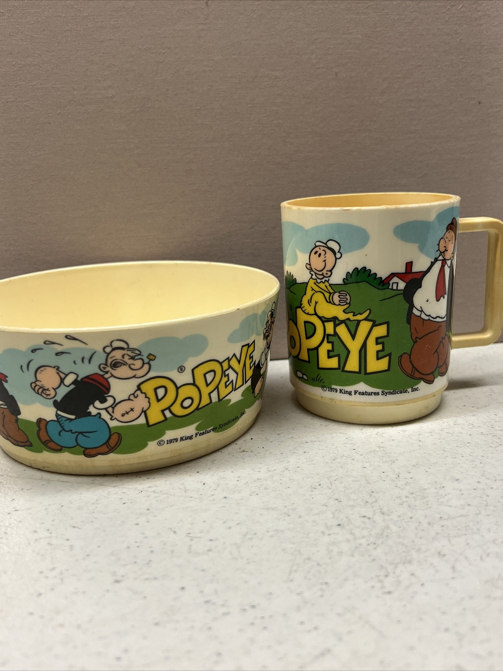 Vintage POPEYE the Sailor Plastic Cup OLIVE OYL S'WEA PEA WIMPY 19790
