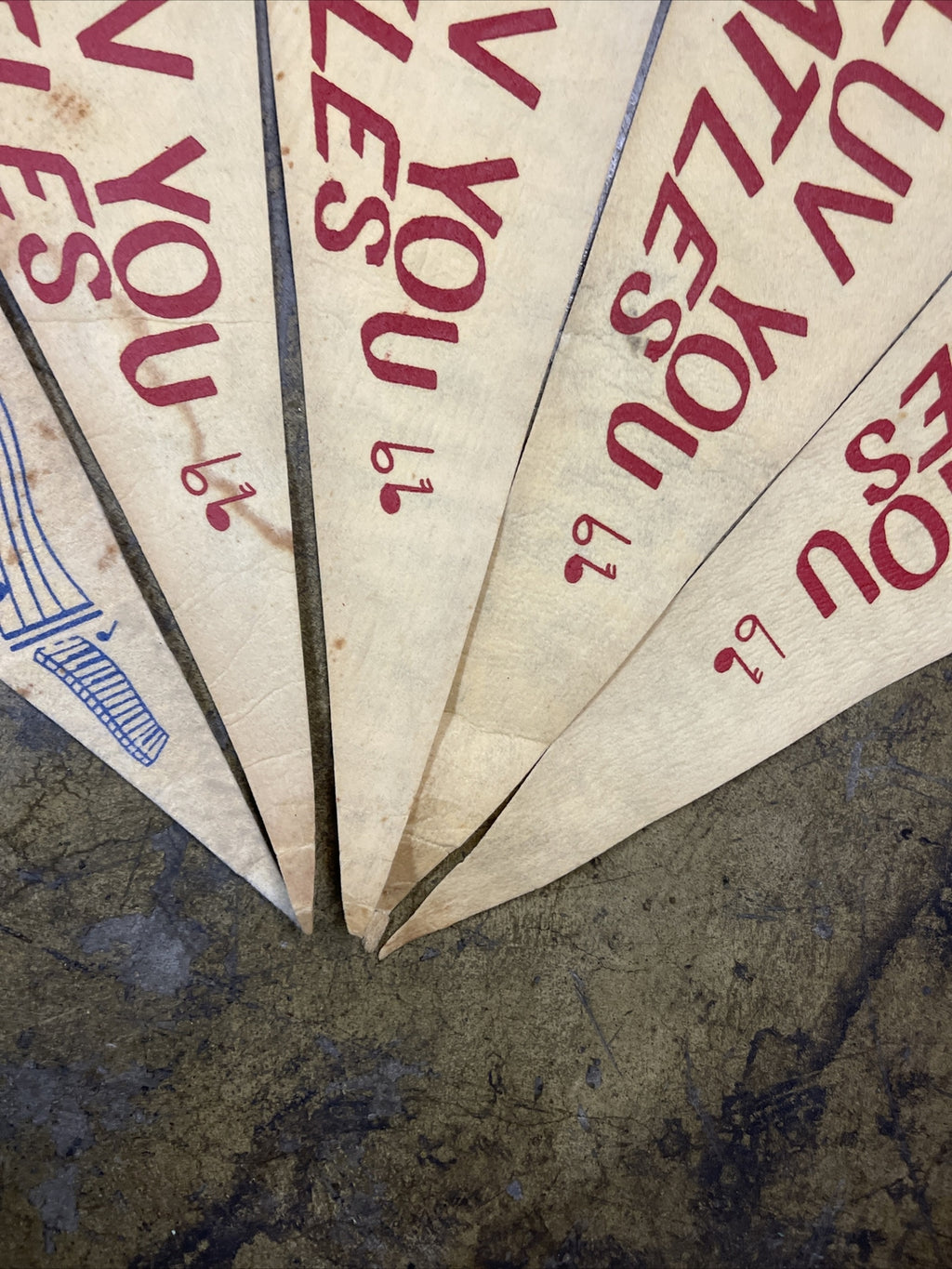 The Beatles Elton John Original 1960's 29” X 12” Pennant Lot Of 46