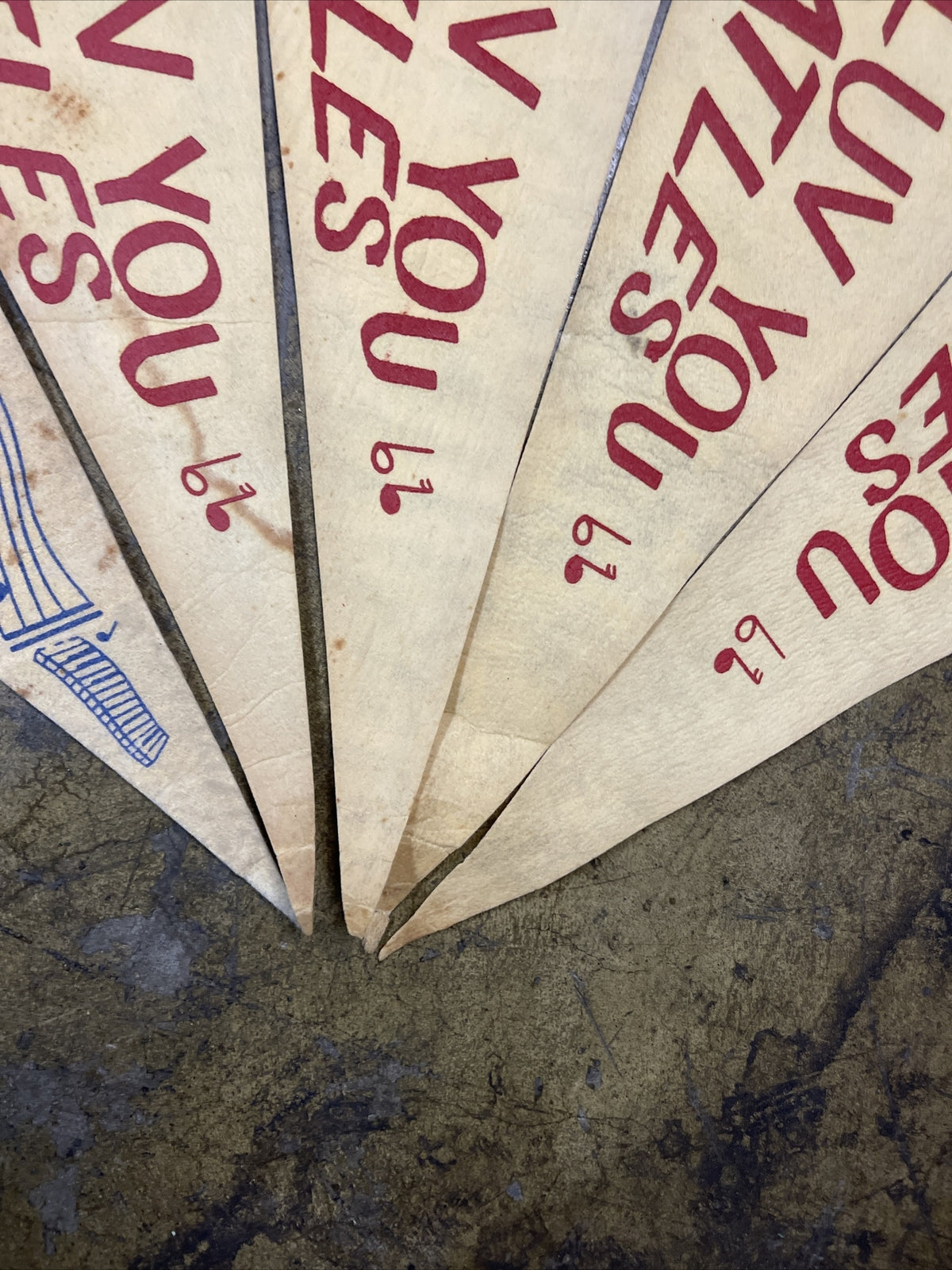 The Beatles Elton John Original 1960's 29” X 12” Pennant Lot Of 46