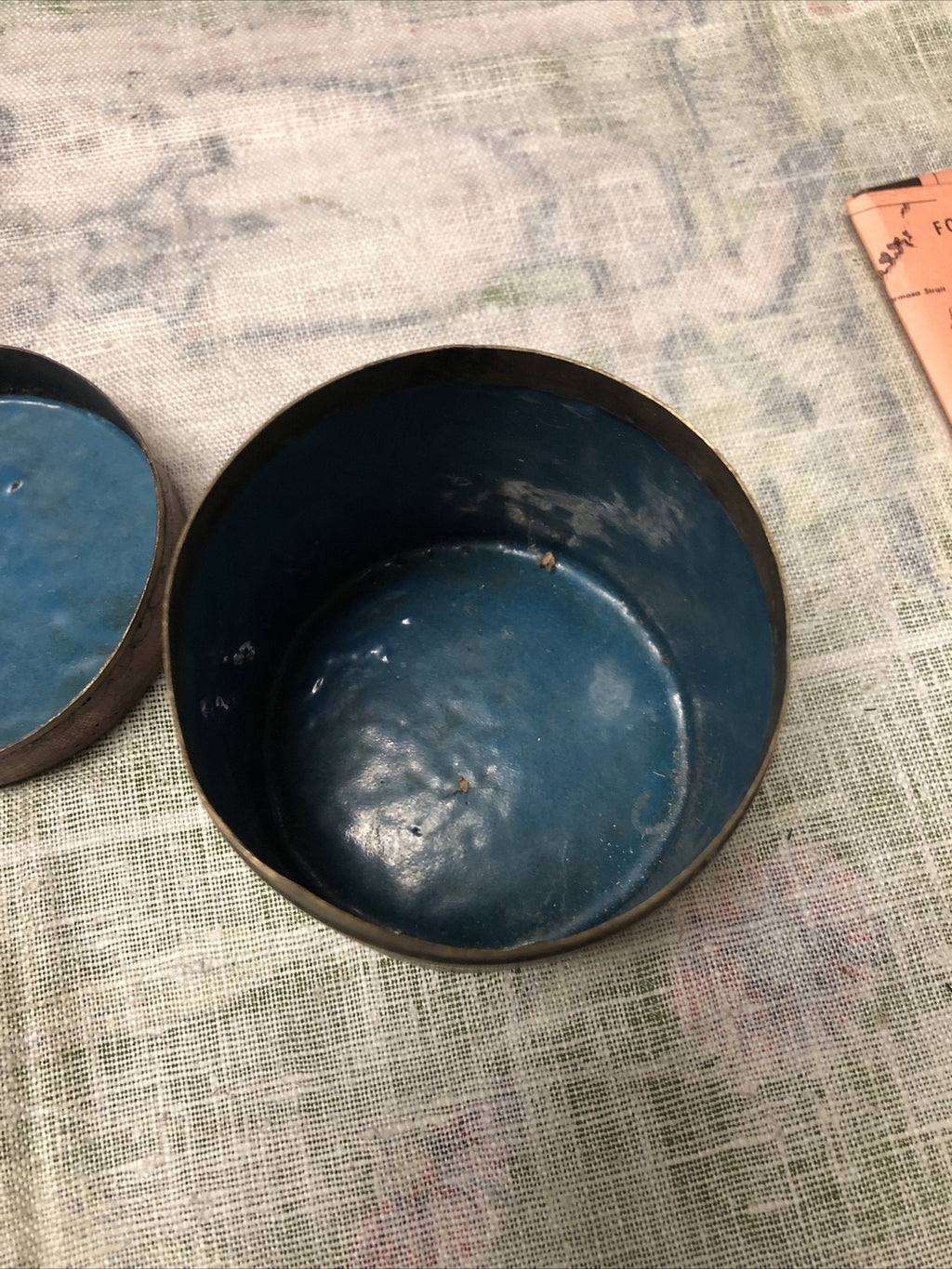 Antique Chinese Cloisonne Metal Tea Caddy 3”x3”2