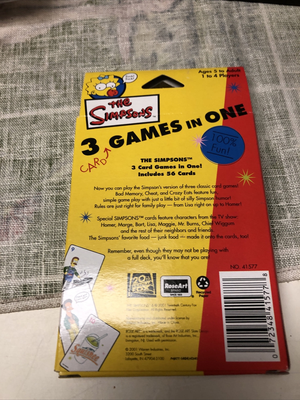 The Simpsons 3 Games in One Card Game Vintage2