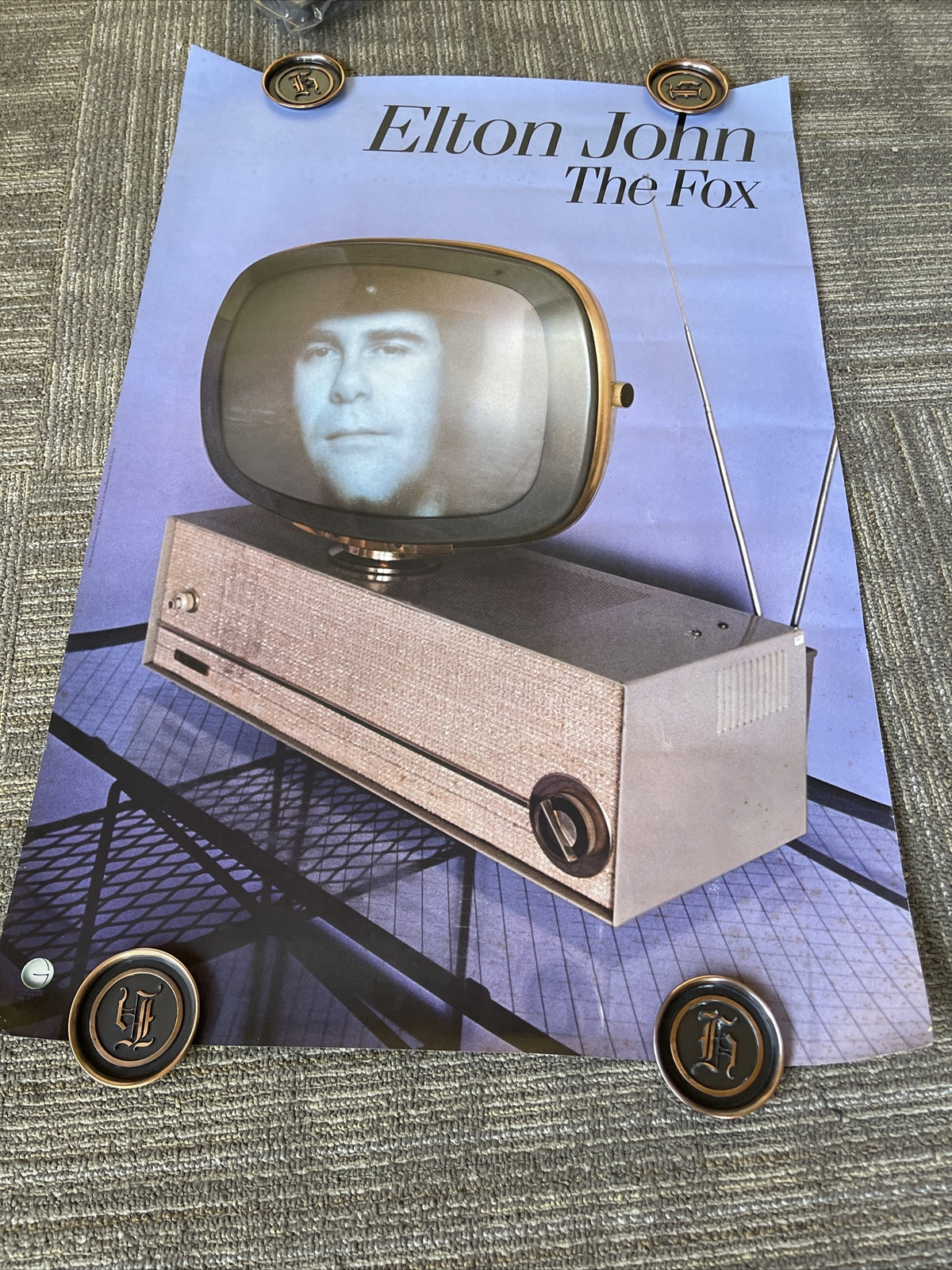 #199 1981 Elton John The Fox Record Store Promo Poster Rare 34” X 23”0