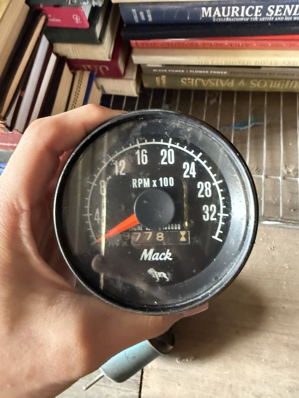 Vintage Mack Truck Mechanical Tachometer Gauge with Hour Meter 3200 RPM0