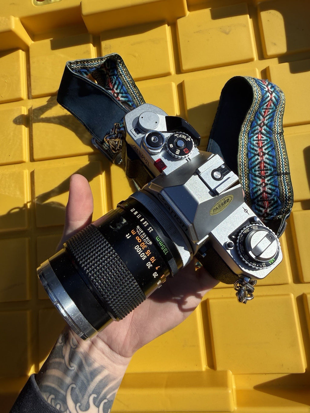 Canon AV-1 SLR Film Camera - Silver with Canon fd 135mm 1:3.5 lens With Strap7