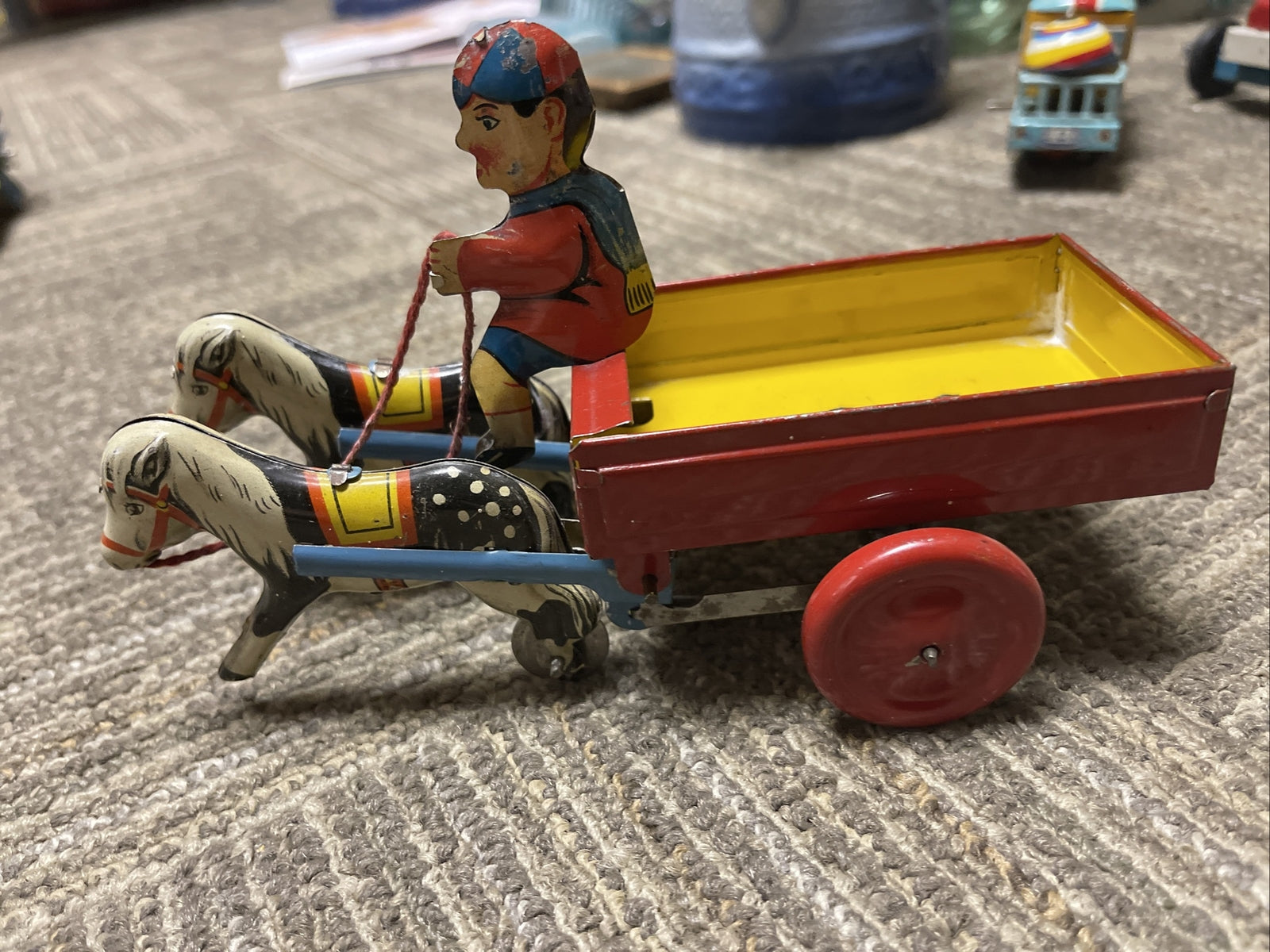 1940’s Trotty Trotty Mechanical pony cart Vintage England no box.￼0