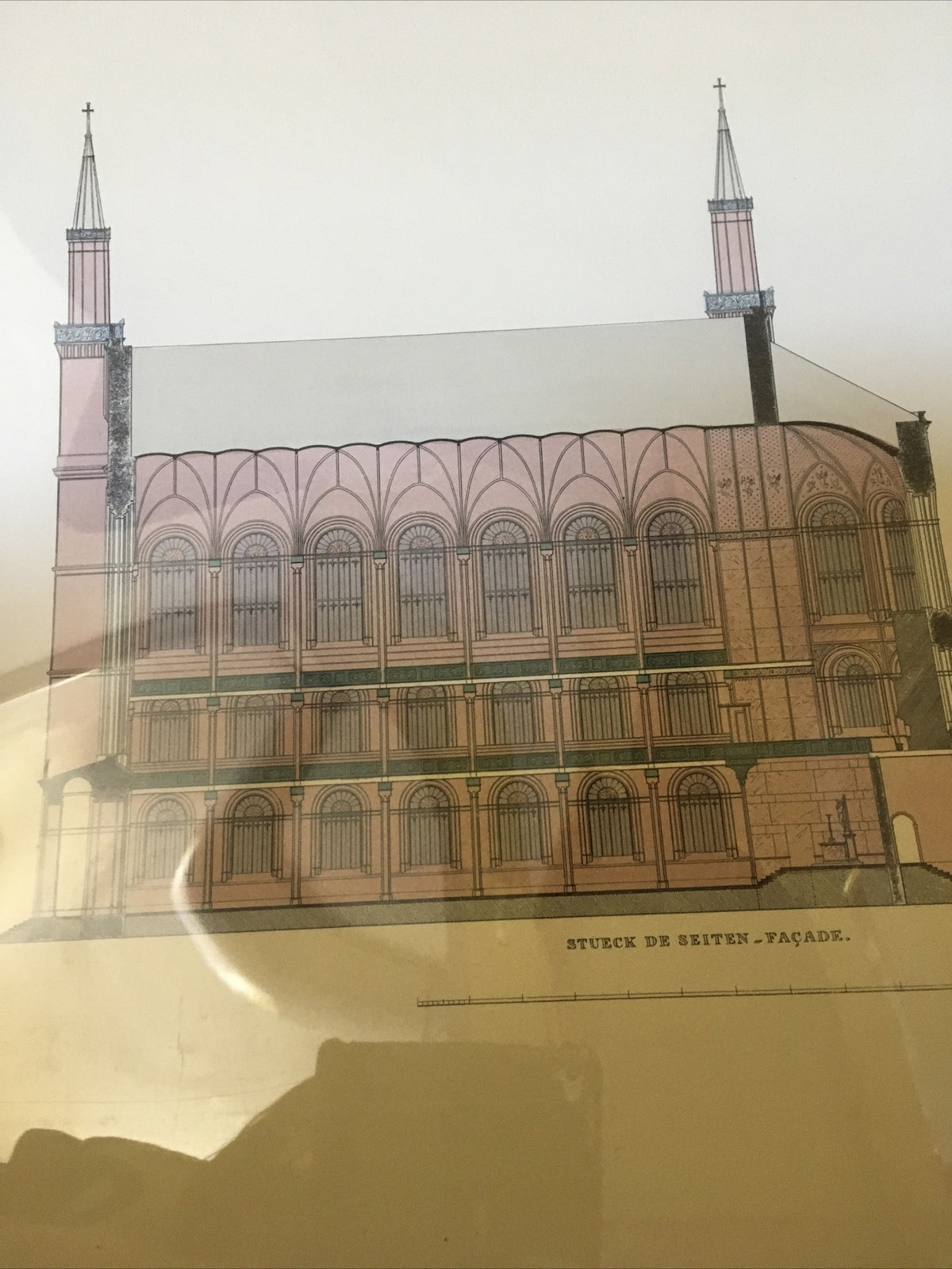 Architecture Art G.F. Thiele Hand-Colored Etching "Stueck de Seiten Facade" 188610