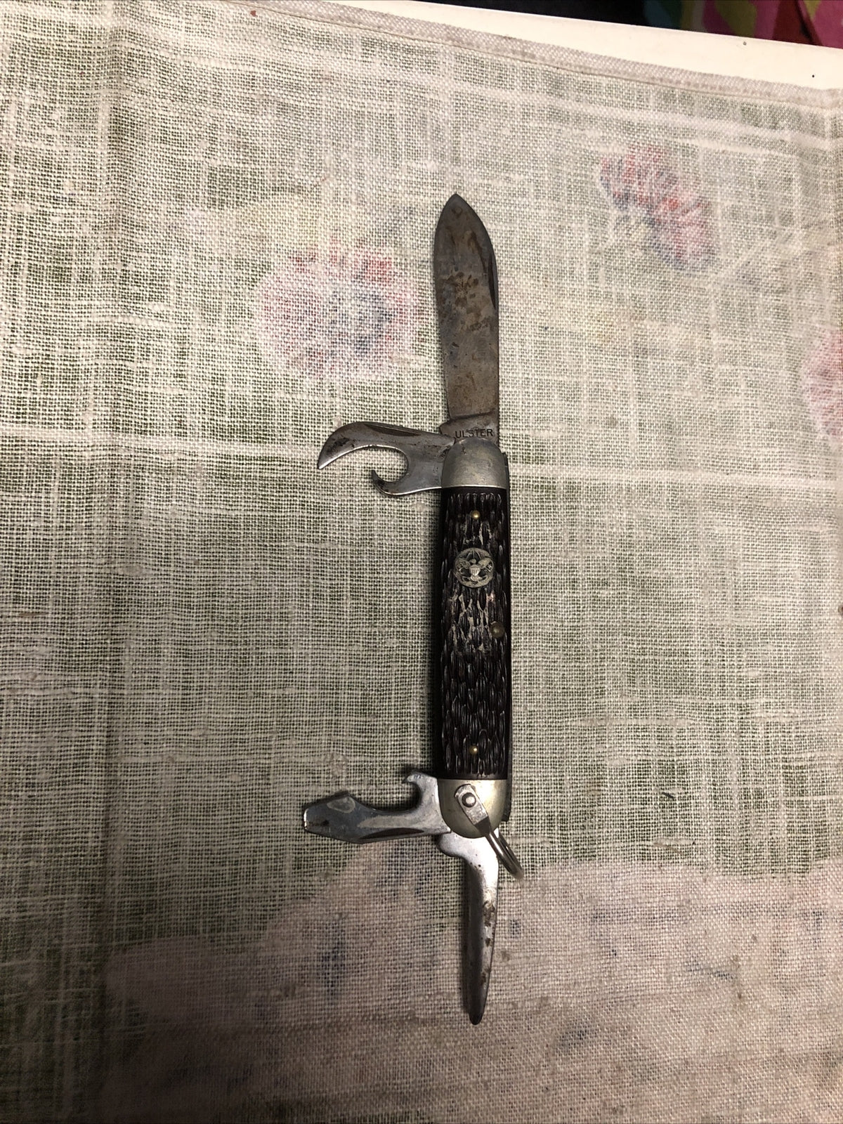 Vintage Ulster USA Boy Scout Pocket Knife 4 Blades0