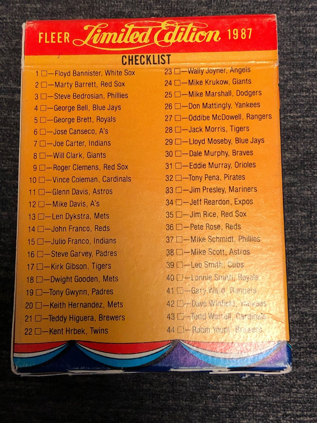 Fleer 1987 Limited Edition Baseball Superstars-44 Trading Cards-6 Logo Stickers1