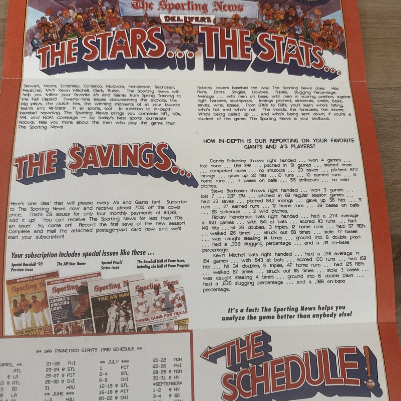 Vintage 1990 San Francisco Giants Spring Training Schedule Poster2