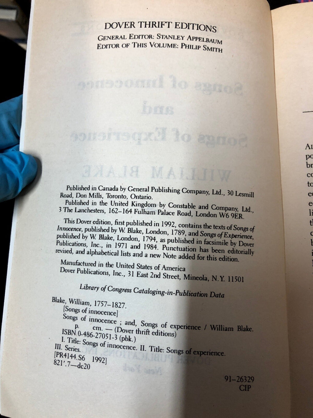Songs of Innocence and Songs of Experience (Dover Thrift Editions) by William B4